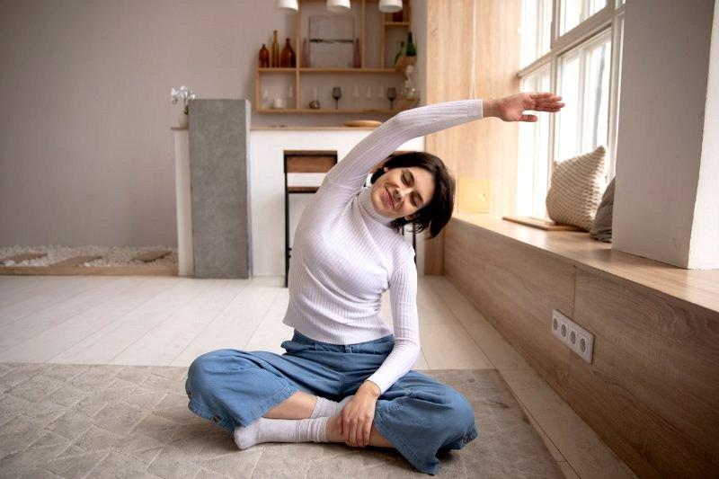 Female doing Yoga at Home