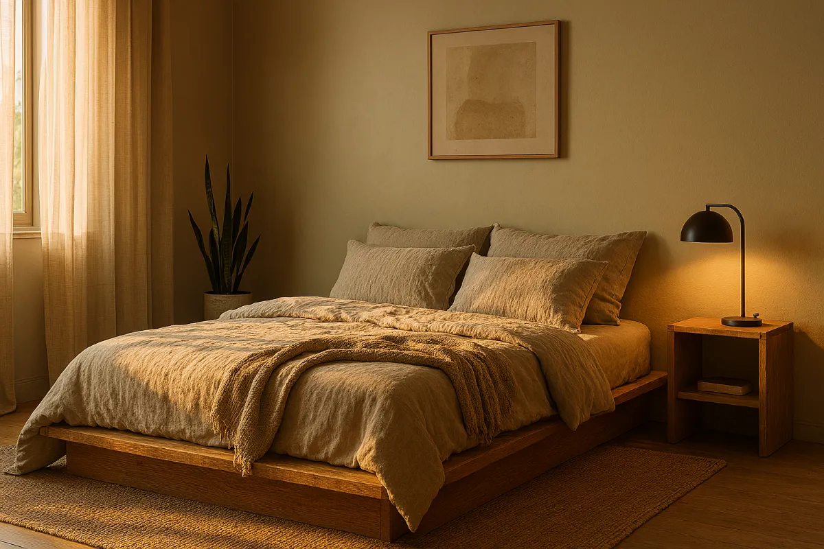 Minimalist Bedroom with Linen and Natural Textures