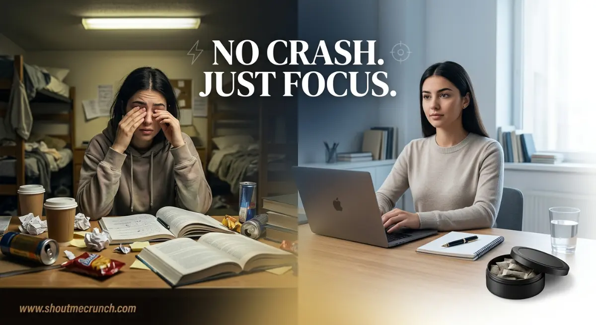 Shout Me Crunch | How to Optimize Your Study Sessions with Caffeine Pouches focus without coffee