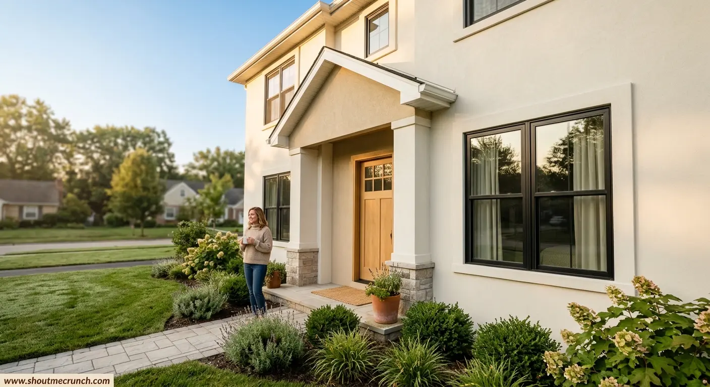 Shout Me Crunch | 7 Stucco Finish Ideas That Can Transform Your Home’s Exterior and Interior Renovated suburban home with smooth ivory stucco