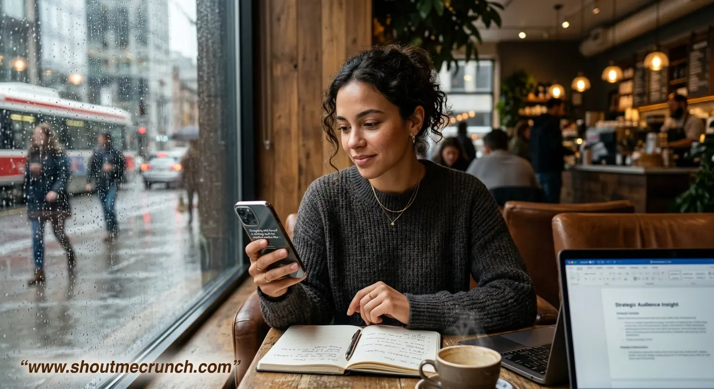 Shout Me Crunch | 7 Digital Campaign Tips That Actually Convert Young professional in a café engaging with a relevant digital campaign message on a smartphone.